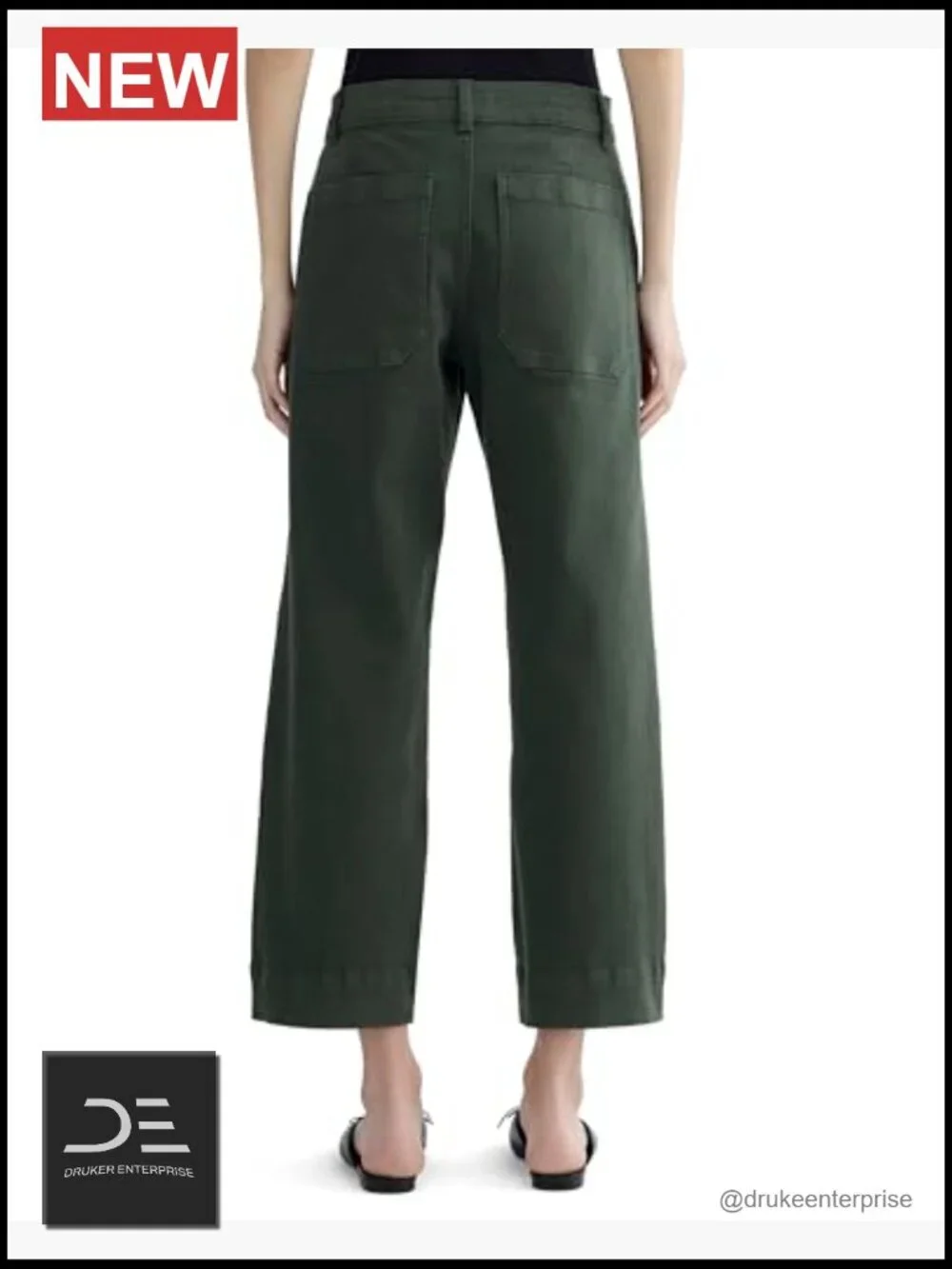 High-Rise Straight Leg Utility Pants Organic Cotton Twill
